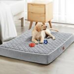 WNPETHOME Orthopedic Waterproof Extra Large Senior Dogs Bed for Comfy Sleep | XL Washable Ped Bed with Removable Cover, Multi-Needle Quilting XL Crate Bed for Large Sized Dog Relax, Light Grey 42x30 Inch - Image 2