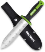 WORKPRO Hori Hori Garden Knife, Garden Tools with Oxford Sheath | 7" Stainless Steel Blade with Cutting Edge, Ergonomic TRP Handle with Hanging Hole, for Weeding, Planting, Digging, Green - Image 2