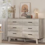 Xixini Dresser for Bedroom, 6 Drawer Wide Modern Chest of Drawers with X-Shaped Sturdy Base, Wood Double Dresser Closet Clothes Storage Organizer, Wooden TV Stand for Living Room, Hallway, Grey - Image 2